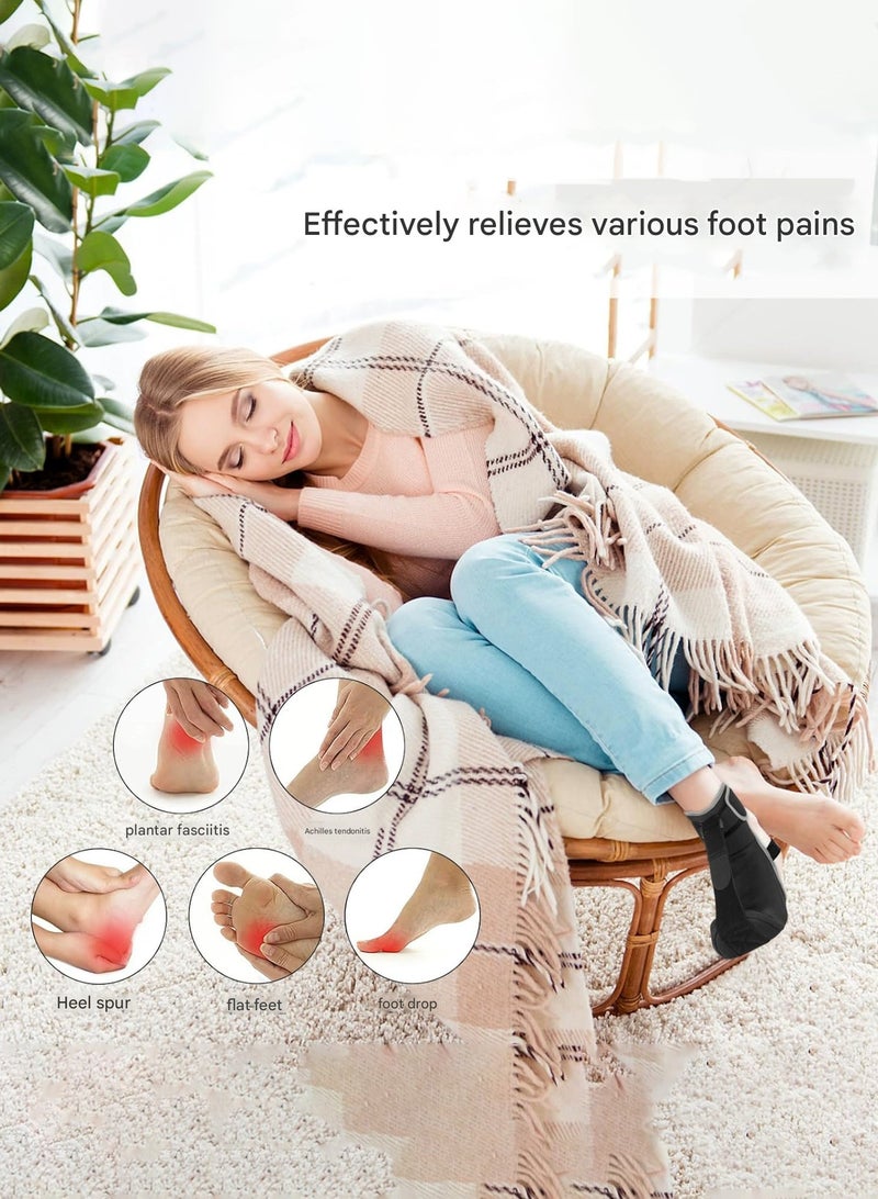 Generic Size M Ankle Support Brace With Foot Strap + Massage Ball - Relieve Foot Pain And Improve Mobility, Plantar Fasciitis Relief Night Splint For Men And Women For Plantar Fasciitis Relief, Achilles Tendonitis And Foot Drop  - Image 2