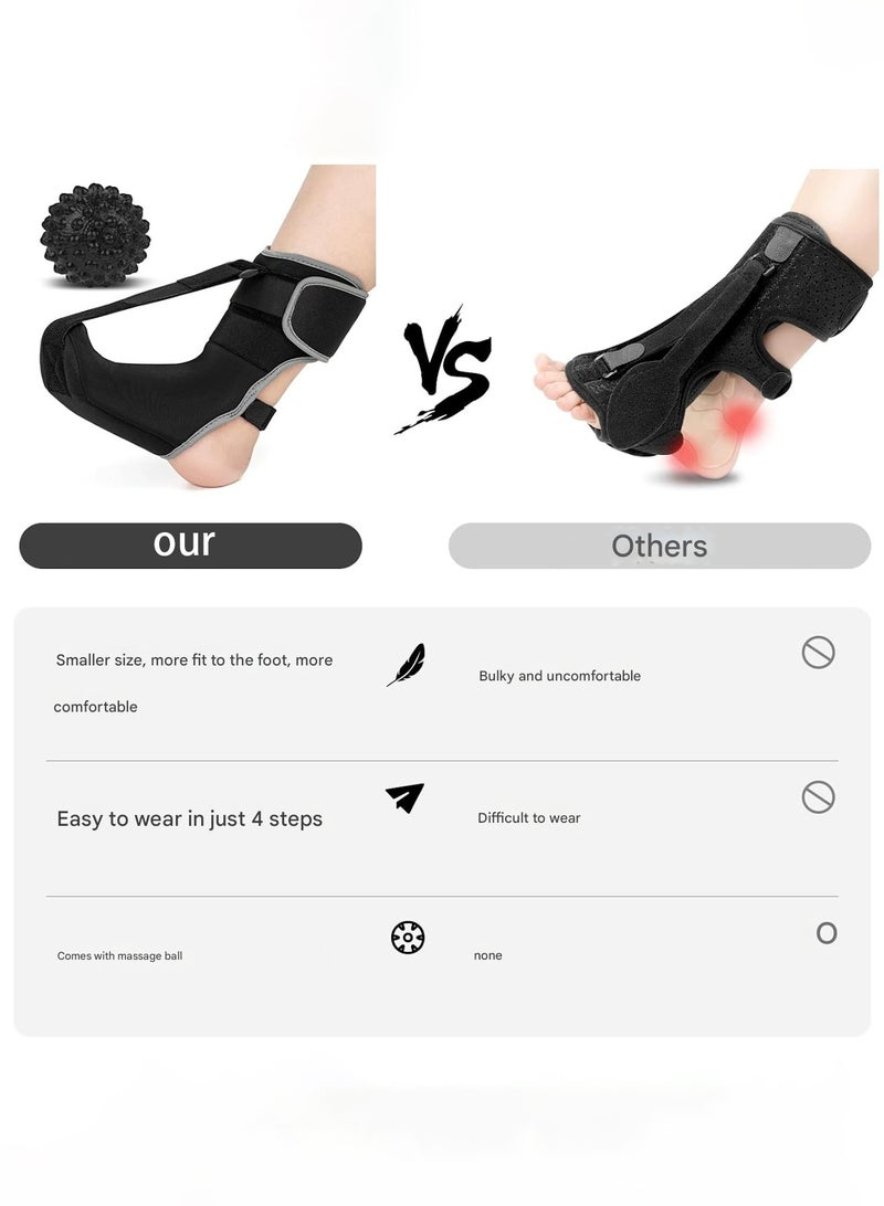 Generic Size M Ankle Support Brace With Foot Strap + Massage Ball - Relieve Foot Pain And Improve Mobility, Plantar Fasciitis Relief Night Splint For Men And Women For Plantar Fasciitis Relief, Achilles Tendonitis And Foot Drop  - Image 3