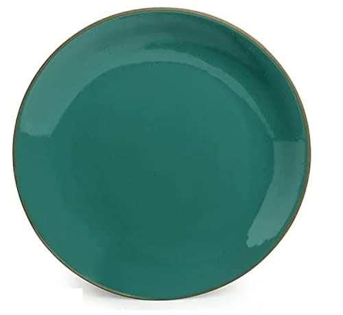 VolCraft Ceramic Plates & Ceramic Plates for Dinner Plates 10 Inches Set of 2(Dishwasher & Microwave Safe) with Seagreen Plain & Antique Matte Pattern. - Image 3