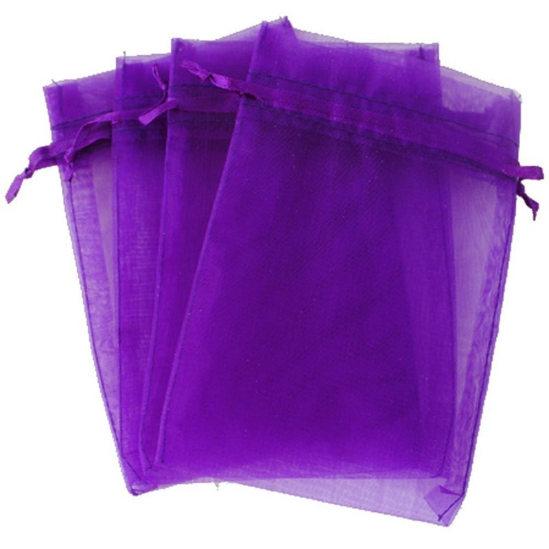 G2PLUS Purple Organza Bags 4x6 in, 100PCS Drawstring Organza Bags, Sheer Mesh Jewelry Pouches, Lavender Wedding Party Festival Gift Bag Candy Pouches for Mother's Day, Party Favors - Image 1