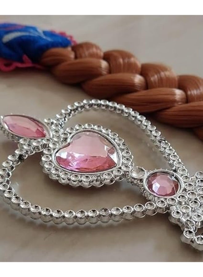 Jaasie Princess Crown Tiara and Wand Set Silver Heart Jewel Princess Accessories (, 3 Diamonds) - Image 2