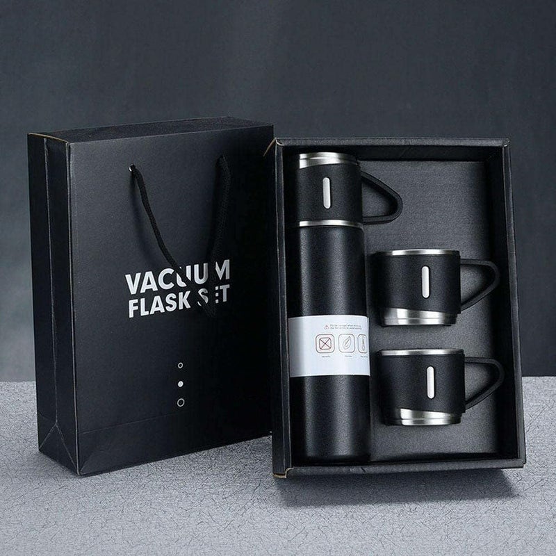 Generic Crystal Zone Double Wall Stainless Steel Thermo 500ml Vacuum Insulated Bottle Water Flask Gift Set with Two Cups Hot Cold Multicolor Corporate Gift Items  - Image 1