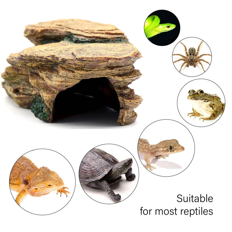 relaqcc Turtle Basking Platform Shale Scape Step Ledge, Reptile Cave Hideout Turtle Tank Accessories Decorations, Great for Reptiles, Amphibians, Leopard Gecko, Bearded Dragons, Lizard, Frogs - Image 4