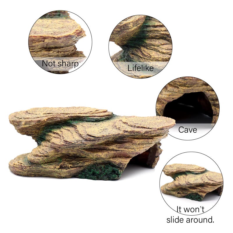 relaqcc Turtle Basking Platform Shale Scape Step Ledge, Reptile Cave Hideout Turtle Tank Accessories Decorations, Great for Reptiles, Amphibians, Leopard Gecko, Bearded Dragons, Lizard, Frogs - Image 3
