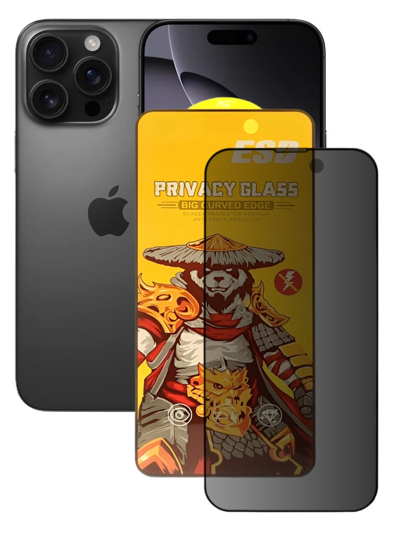ESD Tempered Dustproof Privacy Glass Screen Protector Compatible For iPhone 16 Pro - Image 1
