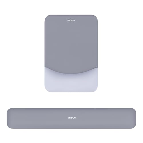 MOSISO Wrist Rest Support for Mouse PadKeyboard Set Rectangular Ergonomic Mousepad NonSlip Base HomeOffice Pain ReliefEasy Typing Pad with Neoprene ClothRaised Silicone Lining Gray - Image 1