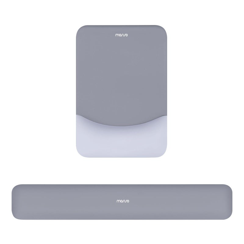 MOSISO Wrist Rest Support for Mouse PadKeyboard Set Rectangular Ergonomic Mousepad NonSlip Base HomeOffice Pain ReliefEasy Typing Pad with Neoprene ClothRaised Silicone Lining Gray - Image 2