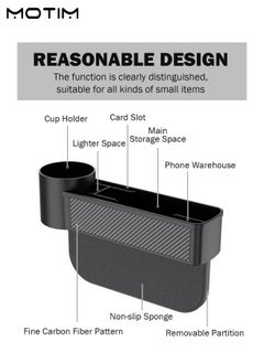 Motim 2 Pcs Car Seat Gap Filler Organizer, Car Seat Organizer Box with Cup Holder, Multifunctional Console Side Storage Box, Car Accessories Interior Holding Phone, Wallet, Keys, Cup etc  - Image 5
