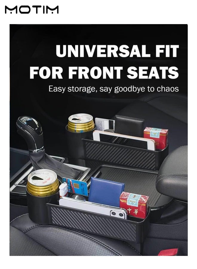 Motim 2 Pcs Car Seat Gap Filler Organizer Set with Cup Holder, Multifunctional Car Seat Organizer Box Side Pocket, Console Side Storage Pocket, Car Interior Accessories Holding Phone, Wallet, Keys, Cup etc  - Image 5