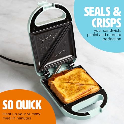 Tasty Mini Sandwich Maker, Makes Sandwiches, Paninis, Grilled Cheese, Desserts, Quick Results, Easy Cleanup, 600W, Aqua - Image 2