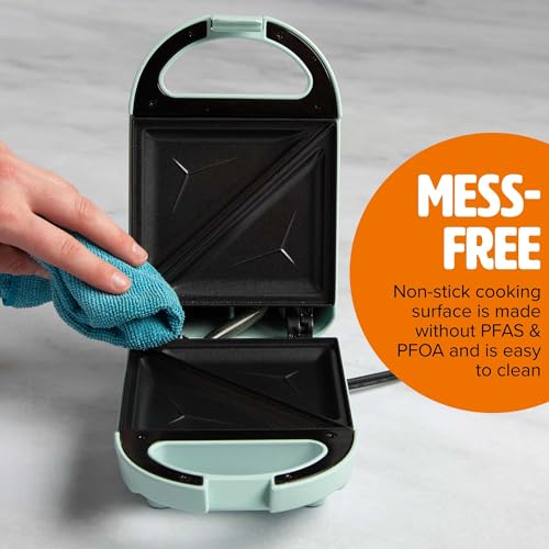 Tasty Mini Sandwich Maker, Makes Sandwiches, Paninis, Grilled Cheese, Desserts, Quick Results, Easy Cleanup, 600W, Aqua - Image 4