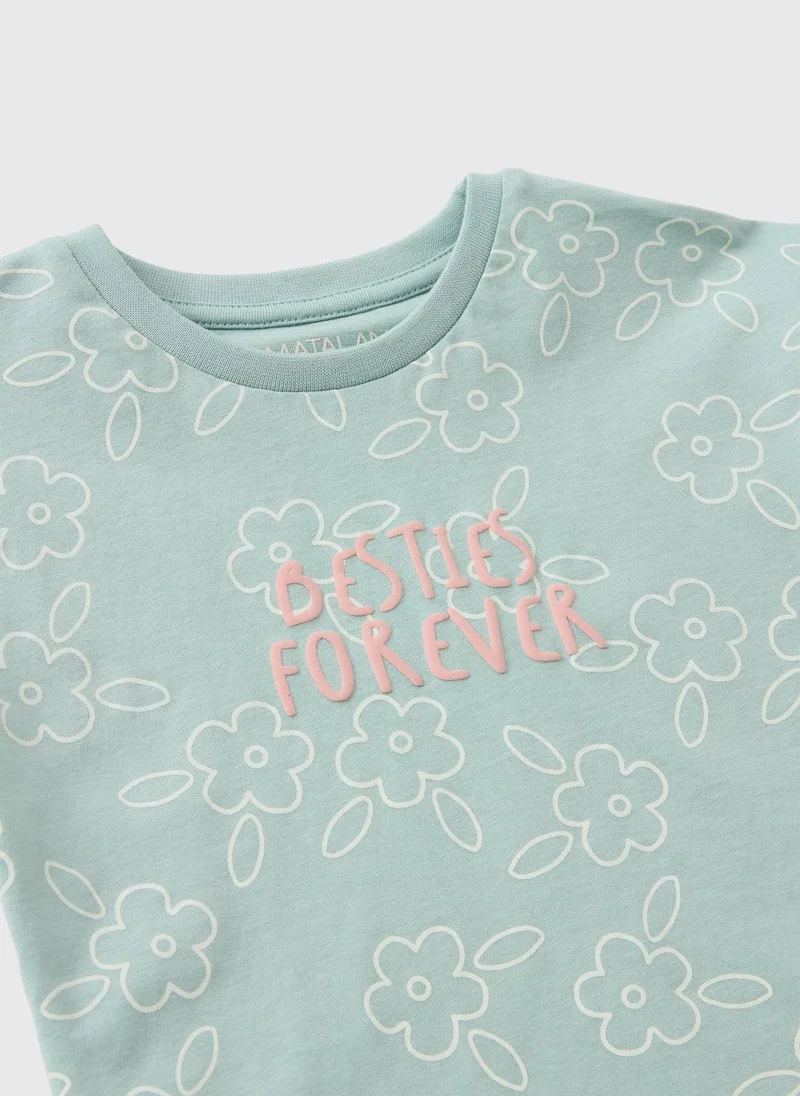 Matalan Green Girls Sage Besties T-Shirt for Women | Best Price UAE