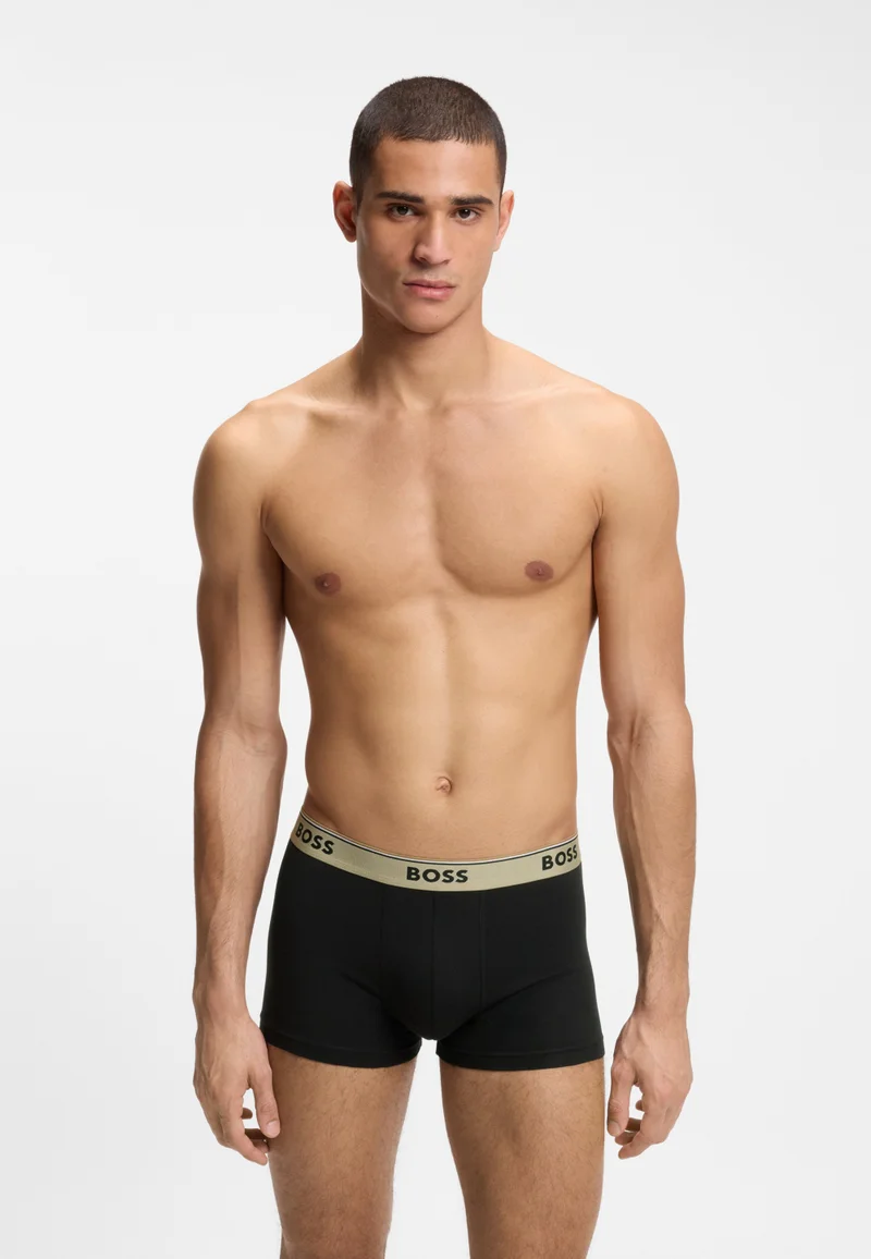 BOSS Three-pack of stretch-cotton trunks with logo waistbands