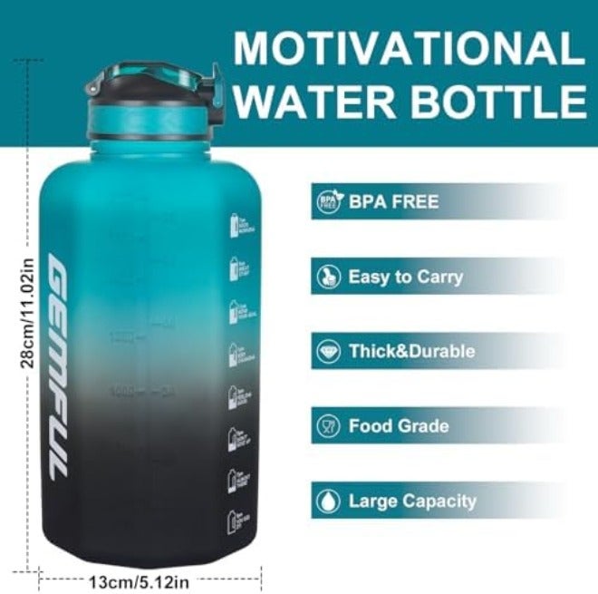 GEMFUL Water Bottle with Motivational Time Marker - 2.2 Liter Daily Hydration Tracker Jug BPA Free for Office Man Women  Wellness - Image 5