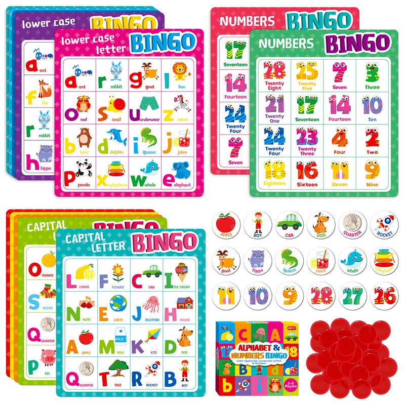 SpriteGru Alphabet Bingo Game UppercaseLowercaseNumber Bingo Game ABC and 123 Bingo Board Game for Kindergarten and Preschool Kids 48 Perfect for Classroom At Home - Image 2