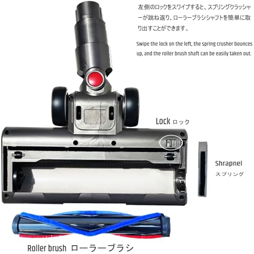 RULA Large Roller Vacuum Brush Head Replacement Parts for Dyson v7 v8 v10 v11 v15 Motorhead Fluffy Animal Cyclone Absolute Direct Carpet Attachments with 4 LED Lights, V10slim / Ball Series NOT Compatible - Image 5