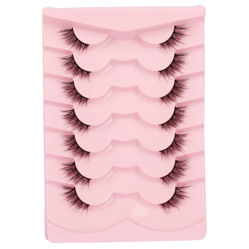 Gmagictobo False Eyelashes Half Lashes Natural Look Cat Eye Lashes Pack False Lashes Extensions Fake Eyelashes 7 Pairs Multipack