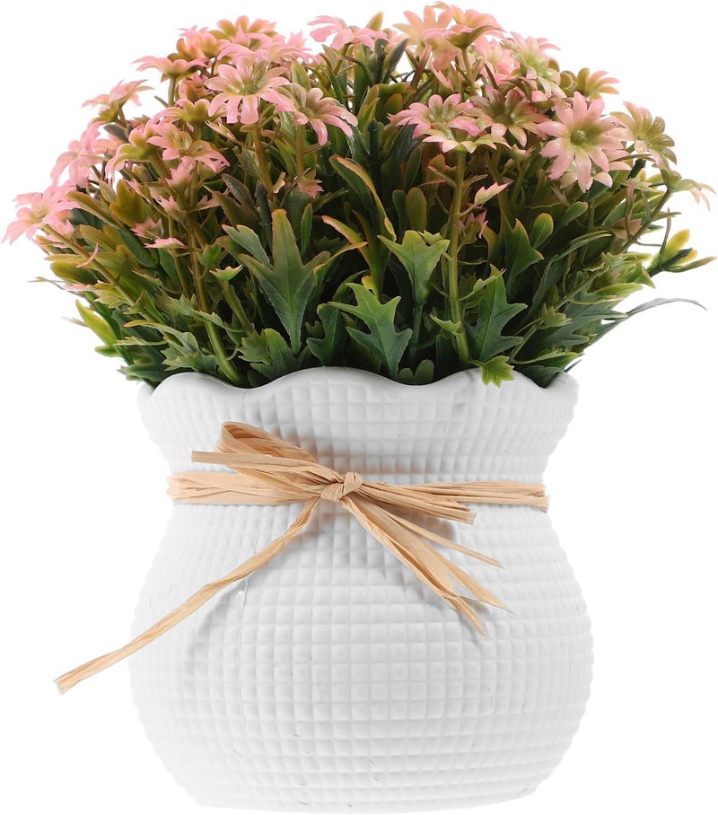 Artificial Bonsai Potted Plant Fake Decorative Flowers Pink Plastic Simulation Indoor Tabletop Home Décor Faux Greenery Ornament - Image 1