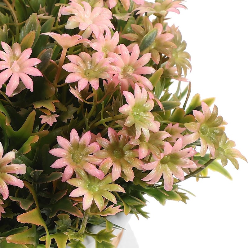 Artificial Bonsai Potted Plant Fake Decorative Flowers Pink Plastic Simulation Indoor Tabletop Home Décor Faux Greenery Ornament - Image 3