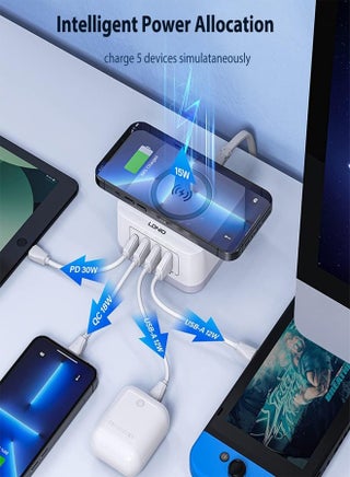 32W Wireless Charger, 5-in-1 Multi-Device Wireless Charging Station, 15W Max Qi-Certified Wireless Charger & 20W USB-C Port Fast Charger Compatible with iPhone, iPad, AirPods, Samsung, Tablet - view 3