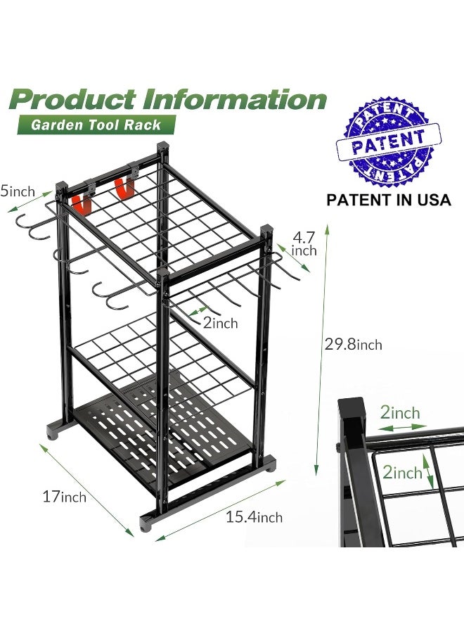 Generic Sttoraboks  Garden Tool Organizer With Storage Hooks, Yard Tool Tower Rack For Garage Organization And Storage, Up To 51 Tools, Heavy Duty Steel Garden Tool Stand For Shed, Garage, Outdoor, Home Black  - Image 2