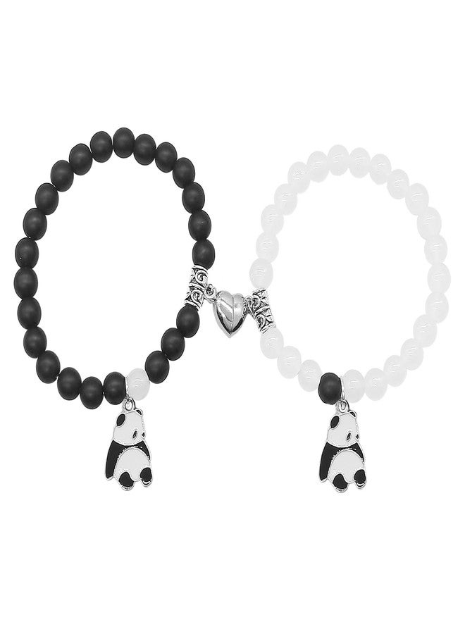 ZMANYIJEW Panda Friendship Bracelets Matching Bracelets for Couples Cute panda Handmade Beaded BFF Bracelets for 2 Valentine's Day Birthday Gifts for Women (A) - Image 1