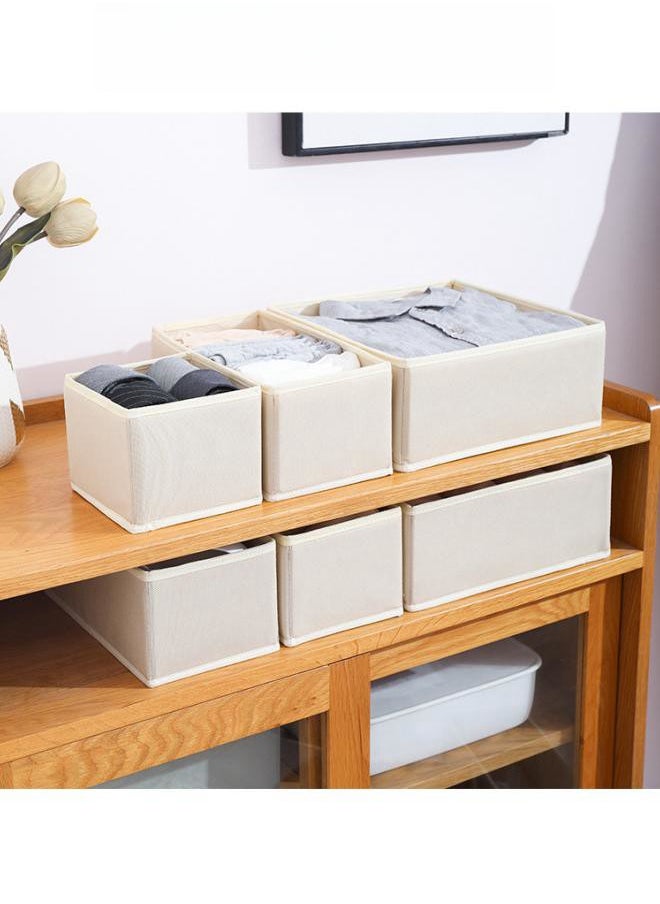 WAOKN Set of 3 Socks and Underwear Organizers Foldable Fabric Storage Boxes,Underwear Drawer Organizers and Wardrobe Dividers,Clothes,Socks,Ties,Underwear Organizers (Beige)  - Image 2