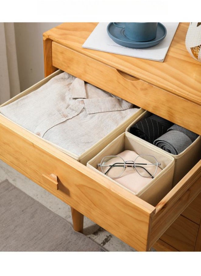 WAOKN Set of 3 Socks and Underwear Organizers Foldable Fabric Storage Boxes,Underwear Drawer Organizers and Wardrobe Dividers,Clothes,Socks,Ties,Underwear Organizers (Beige)  - Image 3