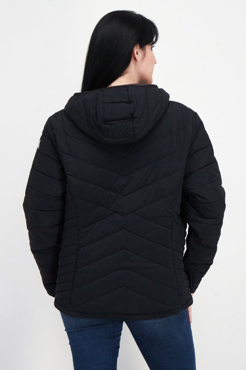Eddie Bauer Women Hooded Brand Logo Quilted Jacket, Black - Image 3