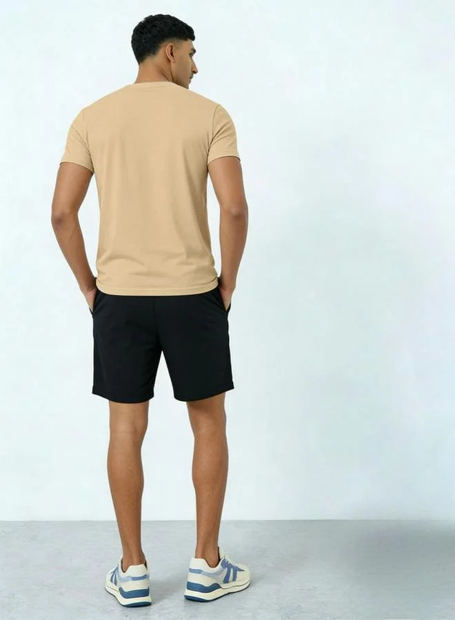 Take Two Men Solid Round Neck T-Shirt and Shorts Co-Ords