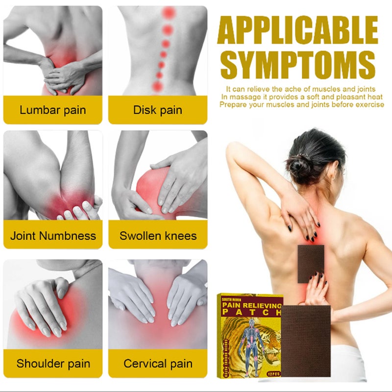 12PCS Tiger Plaster Patches Relax Meridian and Activate Collaterals Joint Damage Shoulder Lumbar Vertebra Patch for Treat Muscle Pain Stiffness Relieve Rheumatoid - Image 3