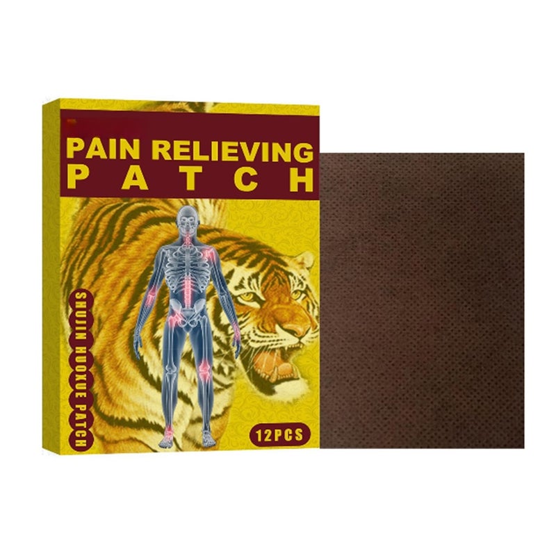12PCS Tiger Plaster Patches Relax Meridian and Activate Collaterals Joint Damage Shoulder Lumbar Vertebra Patch for Treat Muscle Pain Stiffness Relieve Rheumatoid - Image 1