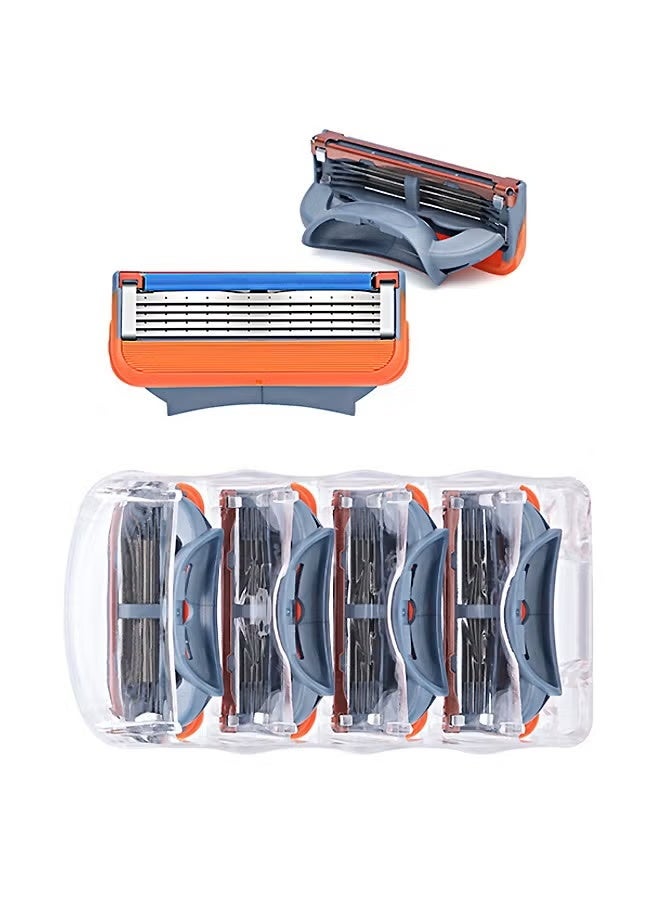 4-Blade Razor Ultra-Thin Blades with 1 Handle (Orange+Blue) - Image 5
