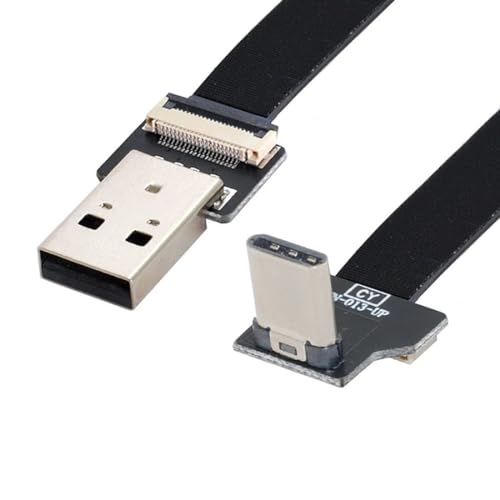 chenyang USB C Flat Cable USB 2.0 Male to USB C Male 90 Degree UP Angled Ribbon Flex Extension Cable Adapter 2.0M - Image 1