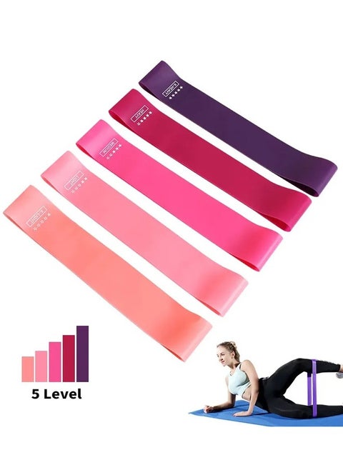 5-Piece Exercise Bands Set, Non-Slip Thick Stretch Band with Storage Bag, Ideal for Strength Training, Flexibility, and Rehabilitation