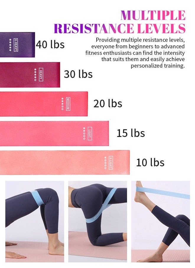 5-Piece Exercise Bands Set, Non-Slip Thick Stretch Band with Storage Bag, Ideal for Strength Training, Flexibility, and Rehabilitation