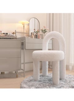 JOMILA Modern Single Sofa Comfy Fluffy Vanity Chair Elegant Furry Makeup Desk Chairs for Bedroom Living Room  - Image 2