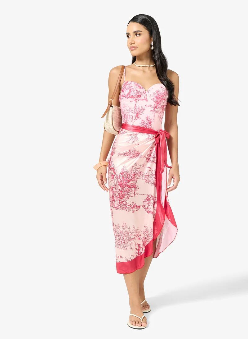 Ginger 2 PC Floral Swimsuit with Sarong Coverup