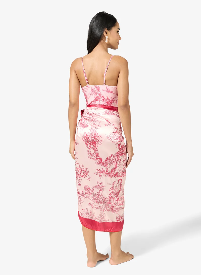 Ginger 2 PC Floral Swimsuit with Sarong Coverup
