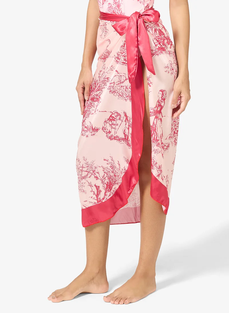 Ginger 2 PC Floral Swimsuit with Sarong Coverup