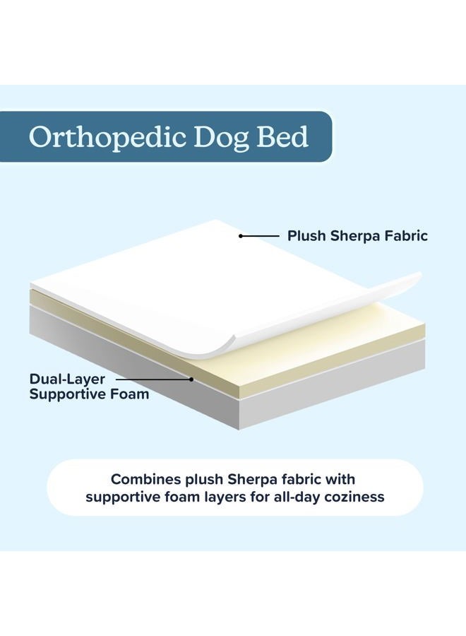 PETMAKER Orthopedic Dog Bed ? 2-Layer Memory Foam Dog Bed with Machine Washable Sherpa Top Cover ? 36x27 Dog Bed for Large Dogs up to 65lbs (Tan) - Image 4