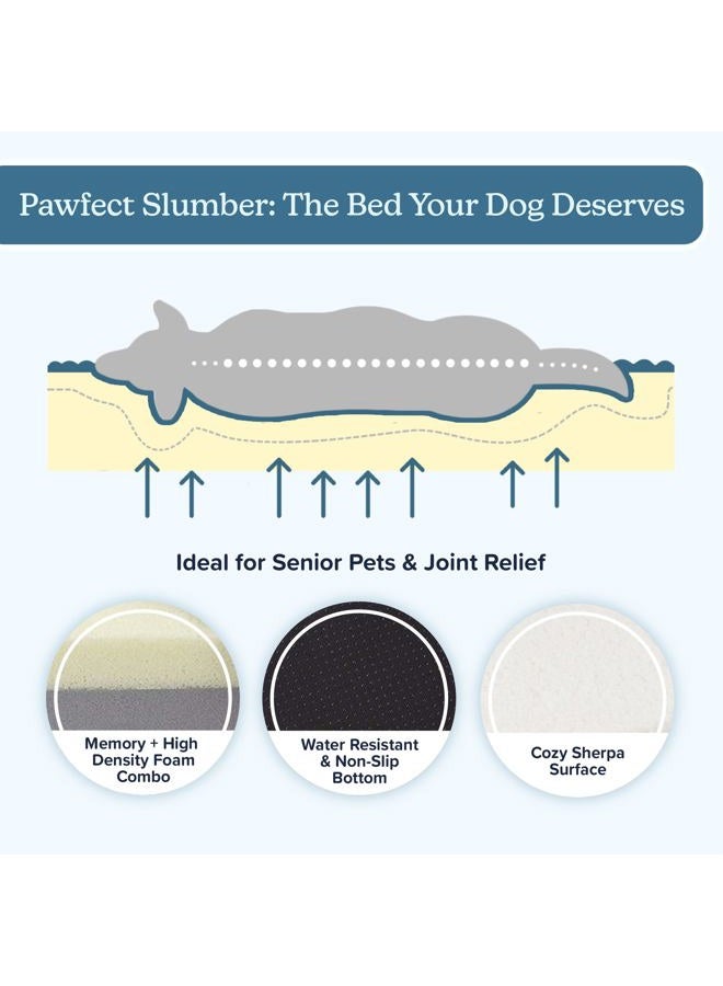 PETMAKER Orthopedic Dog Bed ? 2-Layer Memory Foam Dog Bed with Machine Washable Sherpa Top Cover ? 36x27 Dog Bed for Large Dogs up to 65lbs (Tan) - Image 5