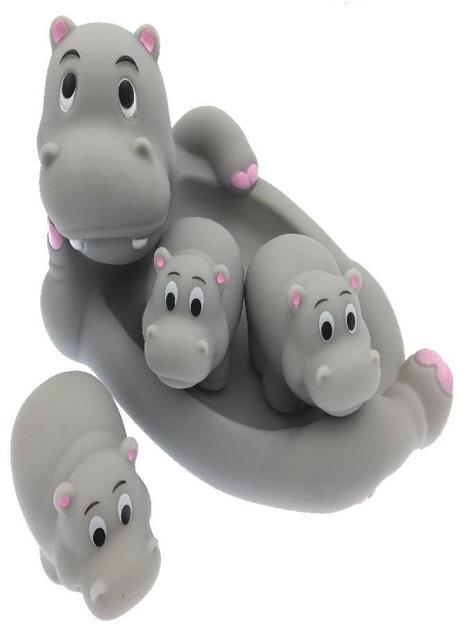 Playmaker Toys Playmaker Toys Rubber Hippo Family Bathtub Toy Pals Also A Great Pet Dog Toy Set  - Image 1