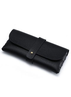 Ant Fashion Soft Eyeglass Case with Lock Belt,Portable Lightweight Sunglasses Bag, PU Leather Eyeglass Case (Black)  - Image 1