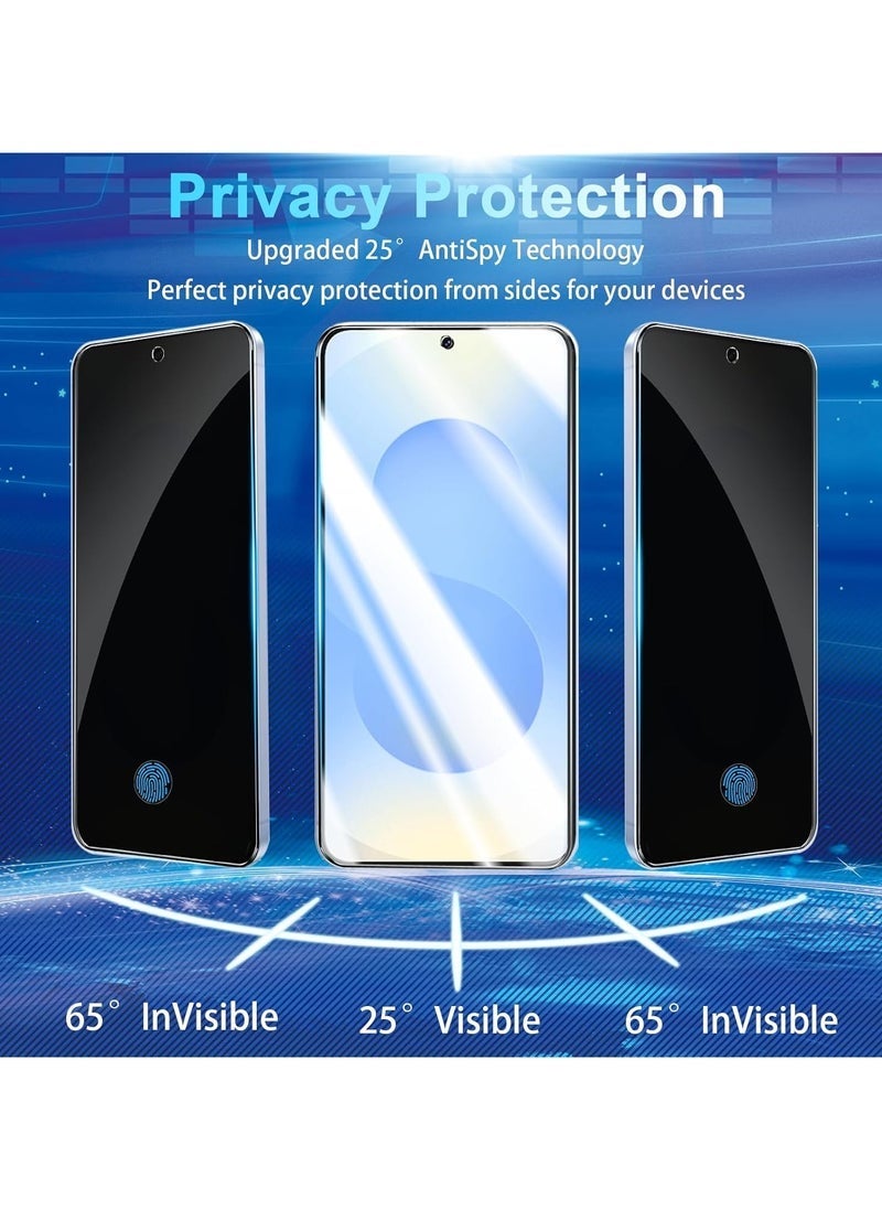 Raxoom Galaxy S25 Privacy Screen Protector, 2 Pack Privacy Tempered Film with 2 Pack Camera Lens Tempered Glass, High Clarity, Anti-Spy Protection for Samsung S25 5G Screen Protector - Image 4