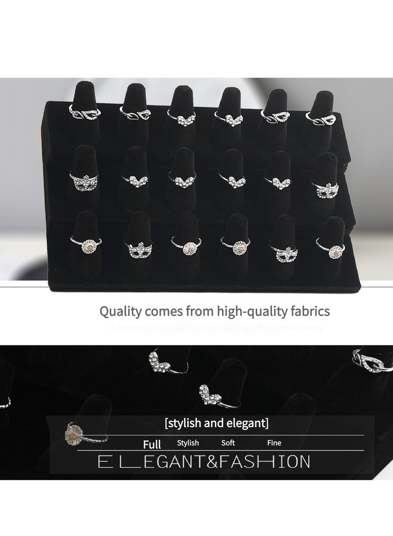 EastChoix 18-Finger Professional Black Velvet Ring Display Stand - Double-Tier Organizer for Boutique, Bridal Expo & Wholesale Jewelry Storage (12x21x6cm) - Image 2