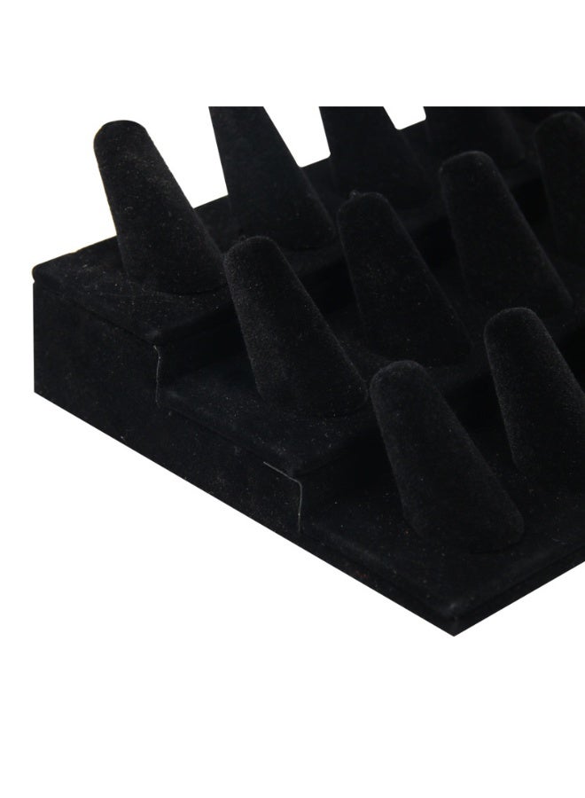 EastChoix 18-Finger Professional Black Velvet Ring Display Stand - Double-Tier Organizer for Boutique, Bridal Expo & Wholesale Jewelry Storage (12x21x6cm) - Image 4