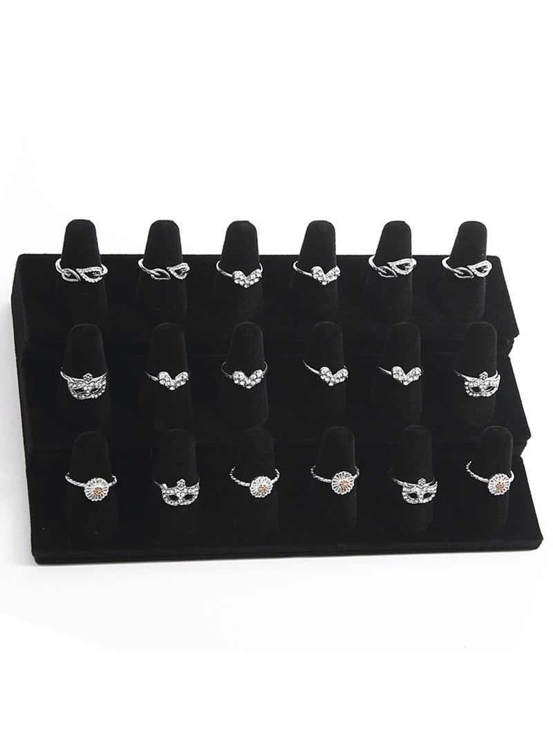 EastChoix 18-Finger Professional Black Velvet Ring Display Stand - Double-Tier Organizer for Boutique, Bridal Expo & Wholesale Jewelry Storage (12x21x6cm) - Image 5
