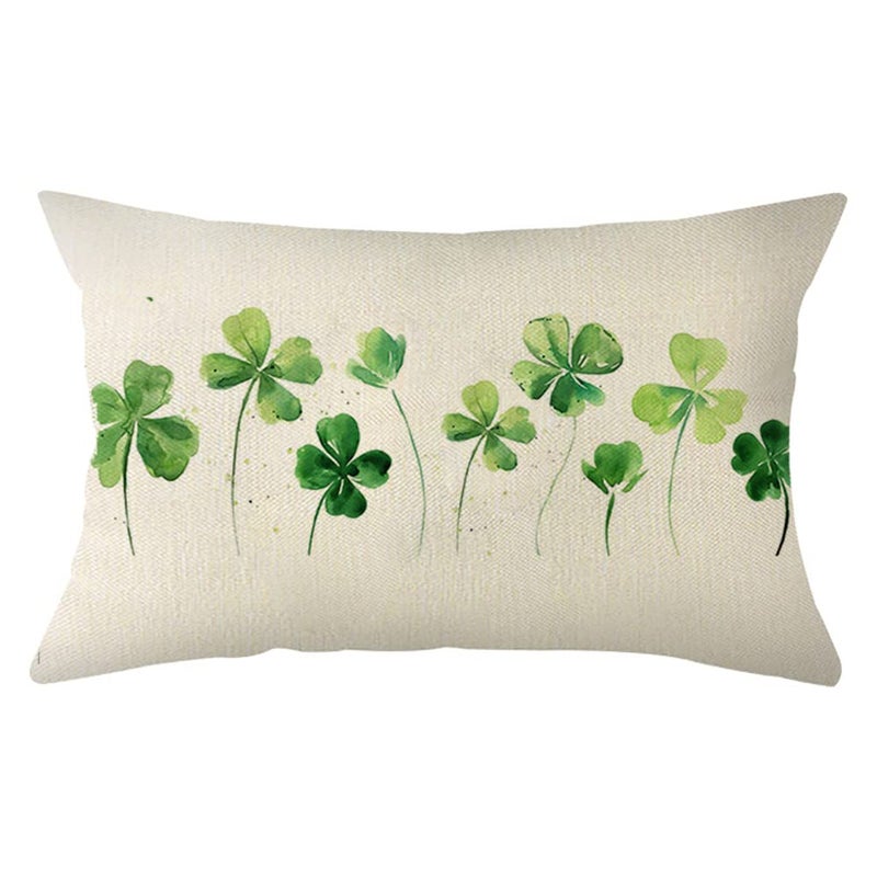 Ogiselestyle St Patricks Day Lucky Clover Throw Pillow Cover 12 x 20 Inch Shamrock Cushion Case Decoration for Sofa Couch