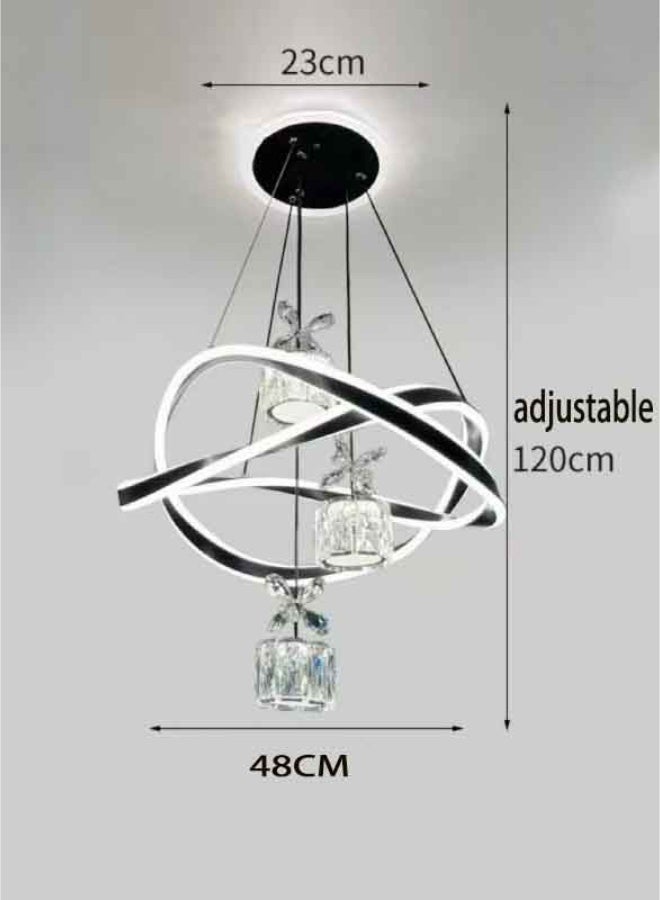 إرنيا ثريا كريستالية حديثة ذات قاعدة مضيئة وثلاثة بلورات من طراز K9 ومصابيح السقف قابلة للضبط لمدة 48 سنتيمترا، وثلاثة أنواع من درجات الحرارة الملونة تنطبق على الممرات والمطاعم وممرات الدخول 48 سنتيمترا، أسود) - Image 5